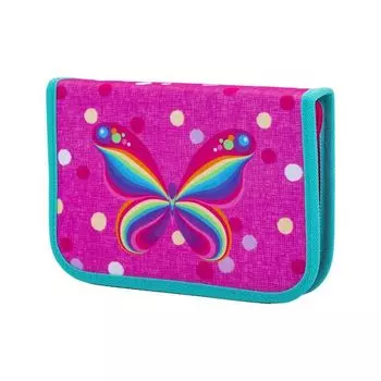 228885, Пенал TIGER FAMILY 1 отделение, 1 откидная планка, ткань, Rainbow Butterfly, 20х14х4 см