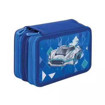 228896, Пенал TIGER FAMILY с наполнением, 3 отд., 28 предм., Supersonic, 19х11х7см