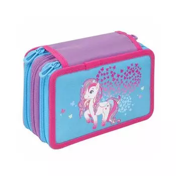 228904, Пенал TIGER FAMILY с наполнением, 3 отд., 28 предм., Little Charlotte, 19х11х7см