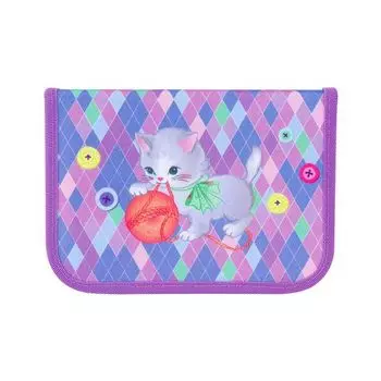 228914, Пенал TIGER FAMILY 1 отделение, 1 откидная планка, ткань, Playful Kitten, 20х14х4 см