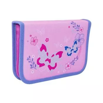 228953, Пенал TIGER FAMILY 1 отделение, 2 откидные планки, ткань, Marshmallow Butterfly, 20х14х4 см