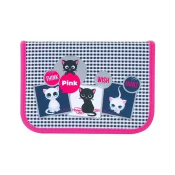 228968, Пенал TIGER FAMILY 1 отделение, 1 откидная планка, ткань, Think Pink, Европейский, 20х14х4 см