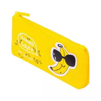 228999, Пенал-косметичка BRAUBERG, канвас с аппликацией, Cool Banana, 19*4*8 см