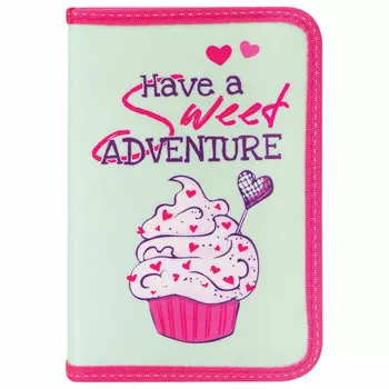 229206, Пенал ПИФАГОР, 1 отделение, 1 откидная планка, ткань, 20х14 см, Sweet, 229206