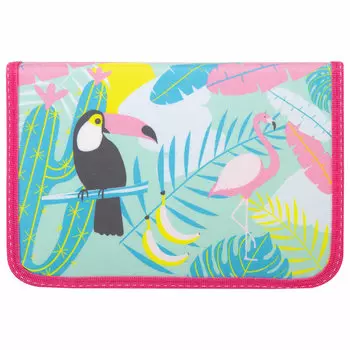 229209, Пенал ПИФАГОР, 1 отделение, 1 откидная планка, ткань, 20х14 см, Toucan, 229209