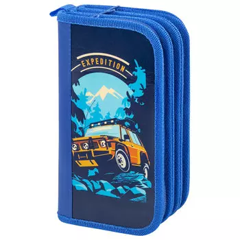 229211, Пенал ПИФАГОР, 3 отделения, ламинированный картон, "Expedition", 19х11 см, 229211