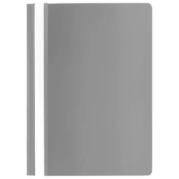 229238, (цена за 75 шт.) Скоросшиватель пластиковый STAFF, А4, 100/120 мкм, серый, 229238