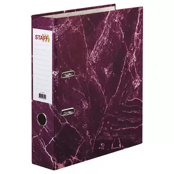 229619, Папка-регистратор STAFF "Basic" БЮДЖЕТ с мраморным покрытием, 70 мм, без уголка, красная, 229619