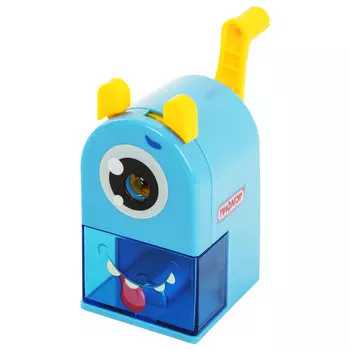 229715, Точилка механическая ПИФАГОР "Монстрик", корпус голубой, для чернографитных и цветных карандашей, 229715