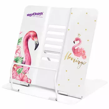 237573, Подставка для книг и учебников ЮНЛАНДИЯ "Flamingo", регулируемый угол наклона, металл, 237573
