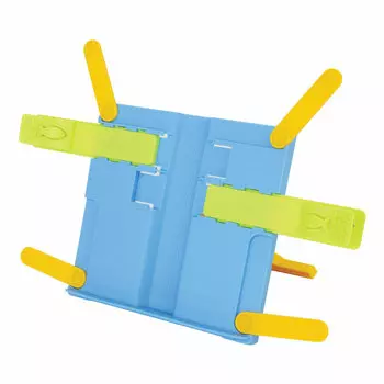 237899, Подставка для книг ЮНЛАНДИЯ, с боковыми зажимами, регулируемый наклон, пластик, голубая, 237899