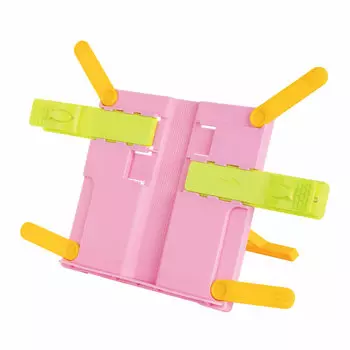 237907, Подставка для книг ЮНЛАНДИЯ, с боковыми зажимами, регулируемый наклон, пластик, розовая, 237907