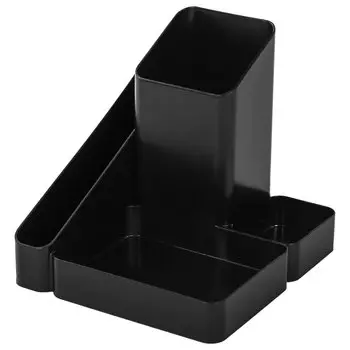 238097, Подставка-органайзер BRAUBERG OFFICE STYLE, 4 отделения, 115х122х111 мм, черная, 238097, ОР31