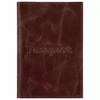 238197, Обложка для паспорта натуральная кожа пулап, "Passport", кожаные карманы, коричневая, BRAUBERG, 238197