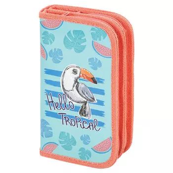 270168, Пенал ПИФАГОР, 2 отделения, ламинированный картон, 19х11 см, "Tropical", 270168