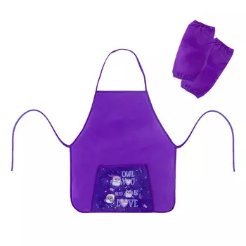 270191, Фартук с нарукавниками ПИФАГОР, 44x55 см, 1 карман, дизайн на кармане, "Owls", 270191