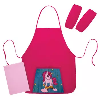 270197, Набор для уроков труда ЮНЛАНДИЯ, клеенка ПВХ, фартук с нарукавниками, "Neon unicorn", 270197
