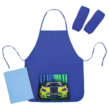 270198, Набор для уроков труда ЮНЛАНДИЯ, клеенка ПВХ, фартук с нарукавниками, "Neon car", 270198