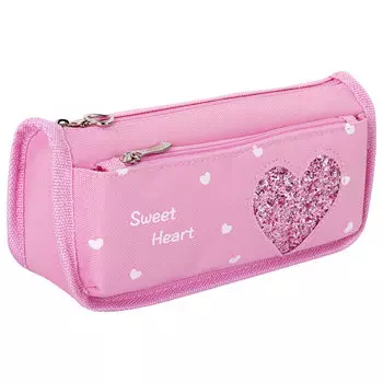 270258, Пенал-косметичка ЮНЛАНДИЯ, 2 отделения, полиэстер, "Heart", розовый, 21х6х9 см, 270258