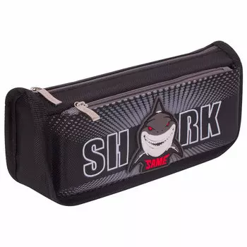 270271, Пенал ЮНЛАНДИЯ, 2 отделения, полиэстер, "Shark", черный, 21х6х9 см, 270271