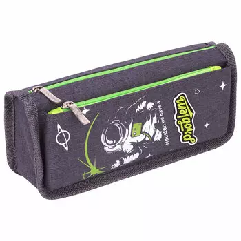 270275, Пенал ЮНЛАНДИЯ, 2 отделения, полиэстер, "Cosmonaut", серый, 21х6х9 см, 270275