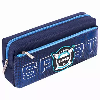 270277, Пенал ЮНЛАНДИЯ, 2 отделения, полиэстер, "Super", синий, 21х6х9 см, 270277