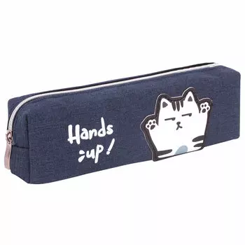 270278, Пенал ЮНЛАНДИЯ, 1 отделение, полиэстер, "Cat", синий, 19х4х6 см, 270278