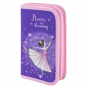 270366, Пенал ЮНЛАНДИЯ, 2 отделения, полиэстер, 19x11 см, "Dancing ballerina", 270366