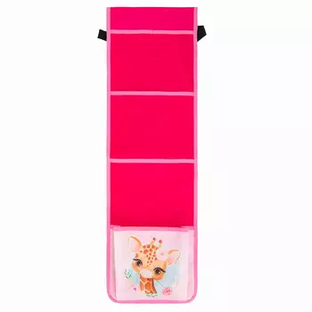 270409, Кармашки-органайзер в шкафчик для детского сада ЮНЛАНДИЯ на резинке, 5 карманов, 21х68 см, "Giraffe", 270409