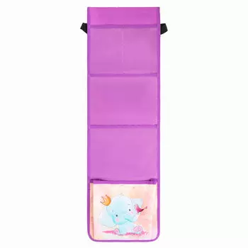 270411, Кармашки-органайзер в шкафчик для детского сада ЮНЛАНДИЯ на резинке, 5 карманов, 21х68 см, "Elephant", 270411