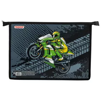 270857, Папка для тетрадей ПИФАГОР А4, 1 отделение, картон/пластик, на молнии, "Full speed", 270857