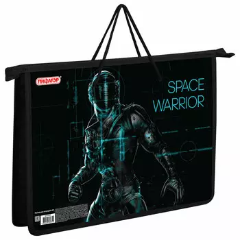 270866, Папка на молнии с ручками ПИФАГОР А4, 1 отделение, пластик, ручки-шнурок, "Space warrior", 270866