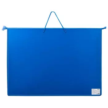 270874, Папка для рисунков и чертежей на молнии с ручками ПИФАГОР А2, 1 отделение, пластик, ручки-шнурок, синяя, 270874