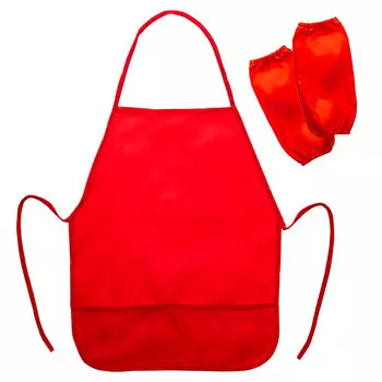 270919, Фартук с нарукавниками для уроков труда ПИФАГОР, малый, полиэстер, 39х49 см, красный, 270919