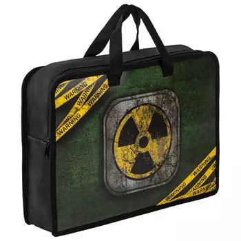 270956, Папка на молнии с ручками ЮНЛАНДИЯ А4, 1 отделение, пластик, ширина 75 мм, "Warning", 270956