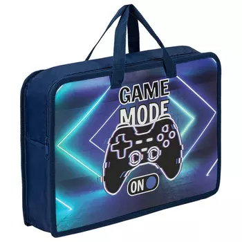 270957, Папка на молнии с ручками ЮНЛАНДИЯ А4, 1 отделение, пластик, ширина 75 мм, "Game mode", 270957