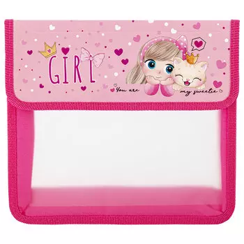 270967, Папка для тетрадей ЮНЛАНДИЯ А5, пластик, 2 отделения, клапан на липучке, "Lovely friends", 270967