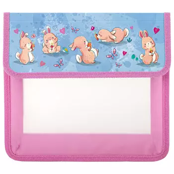 270968, Папка для тетрадей ЮНЛАНДИЯ А5, пластик, 2 отделения, клапан на липучке, "Bunnies", 270968