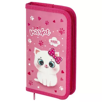 271002, Пенал ПИФАГОР, 1 отделение, ламинированный картон, 19х11 см, "Fluffy cat", 271002