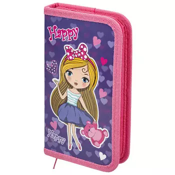 271003, Пенал ПИФАГОР, 1 отделение, ламинированный картон, 19х11 см, "Fancy girl", 271003