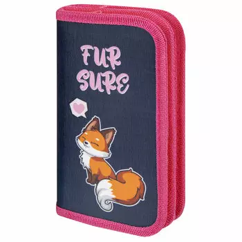 271022, Пенал ЮНЛАНДИЯ, 2 отделения, полиэстер, 19х11 см, "Nice fox", 271022