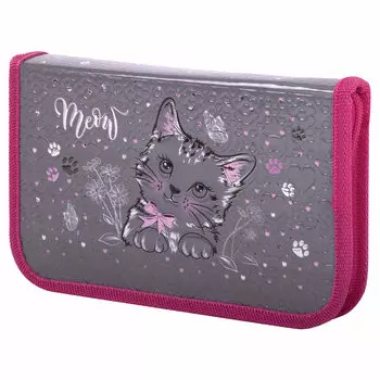 271103, Пенал ЮНЛАНДИЯ, 1 отделение, металлизированный картон, конгрев, 19х11 см, "Meow", 271103