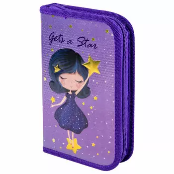 271104, Пенал ЮНЛАНДИЯ, 1 отделение, металлизированный картон, конгрев, 19х11 см, "New star", 271104