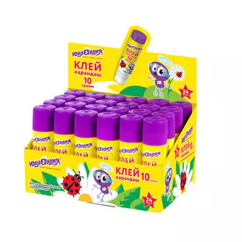 271137, (цена за 24 шт.) Клей-карандаш ЮНЛАНДИЯ "ЮНЛАНДИК И БОЖЬЯ КОРОВКА", 10 г., улучшенный, 271137