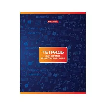 403561, (цена за 20 шт.) Тетрадь-словарик А5 48 л. BRAUBERG для записи иностранных слов, скоба, клетка