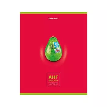 404275, Тетрадь предметная AVOCADO 48 л., глянцевый лак, АНГЛИЙСКИЙ ЯЗЫК, клетка, BRAUBERG, 404275
