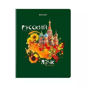 404306, Тетрадь предметная со справочным материалом ORIGINAL 48 л., TWIN лак, РУССКИЙ ЯЗЫК, линия, BRAUBERG, 404306
