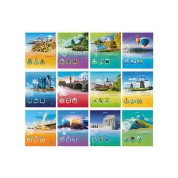 404321, Тетради предметные, КОМПЛЕКТ 12 ПРЕДМЕТОВ, ЯРКАЯ, 36 л., плотная мелованная бумага, BRAUBERG, 404321