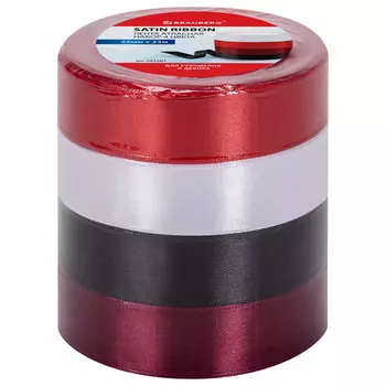 591501, Лента атласная ширина 25 мм, набор №1 4 цвета по 23 м, BRAUBERG, 591501