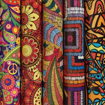 591591, (цена за 10 шт.) Бумага упаковочная мелованная "Ethnic 1", 70x100 см, 5 дизайнов ассорти, ЗОЛОТАЯ СКАЗКА, 591591